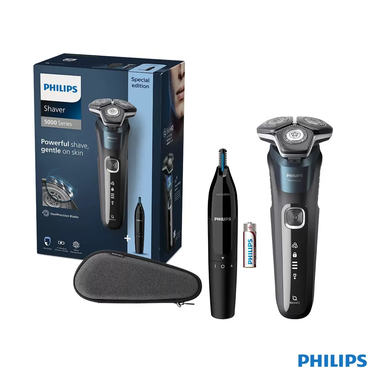 Philips Series 5000 Wet &amp; Dry Electric Shaver with Pop-up Trimmer, Nose Trimmer and Travel Case, S5889/11