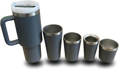 Suprills Modern Tumbler 40 oz with Handle and Straw, Insulated Stainless Steel Water Bottle, Hot Water Bottle, Travel Mug for Iced Coffee, Gifts for Women and Men, Come with Set of 4 Cups