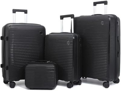 Suprills 4-Piece Luggage Set - Lightweight PP Shell Trolley Case with TSA Lock, Cabin Suitcase, 20&quot; 24&quot; 28&quot; Suitcases, 14&quot; Beauty Case, 360° Spinner Wheels
