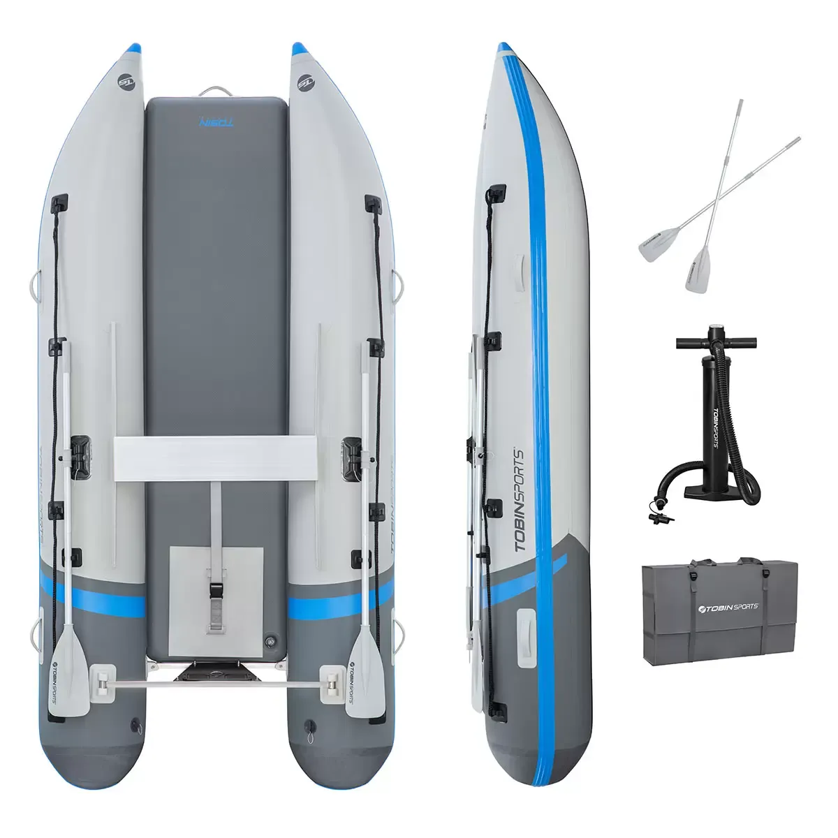 Tobin Sports Grand Haven Elite Inflatable Sport Boat Set in Blue Grey