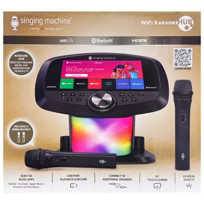 Singing Machine ISM9010 Wi-Fi Karaoke Hub Portable 10.1” Touch Screen