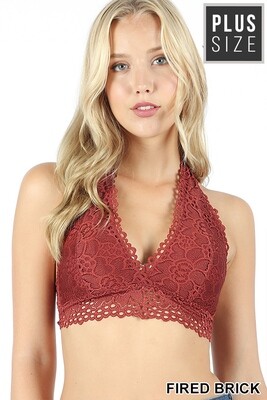 PLUS LACE HALTER STRETCH BRALETTE WITH LINING (STRETCH LACE)