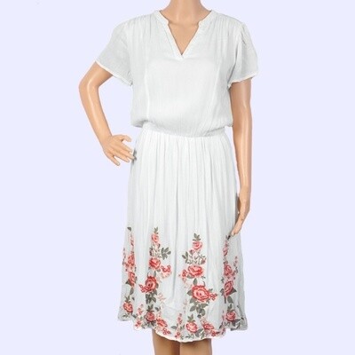 Andree Embroidery Detail White Fit & Flare Dress WHT