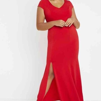 Eloquii Cap Sleeve Gown RED