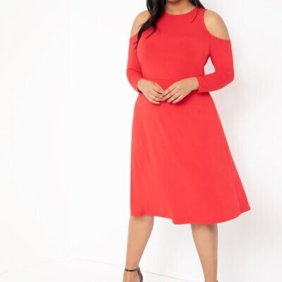 Eloquii Cold Shoulder Dress RED