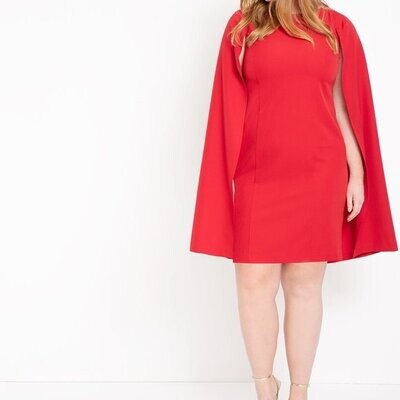 Eloquii Cape Dress RED