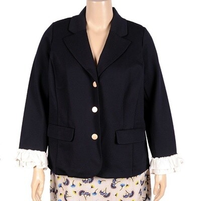 ELOQUII Navy Blazer with Frilled Sleeves NVY