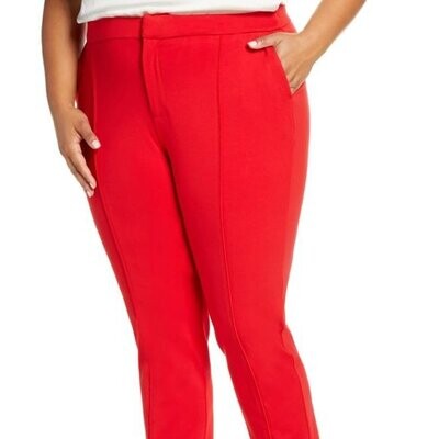 Eloquii 9-to-5 Stretch Pintuck Pant- Long RED