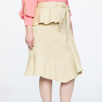 Eloquii Asymmetrical Ruffle Skirt with Tie CREAM