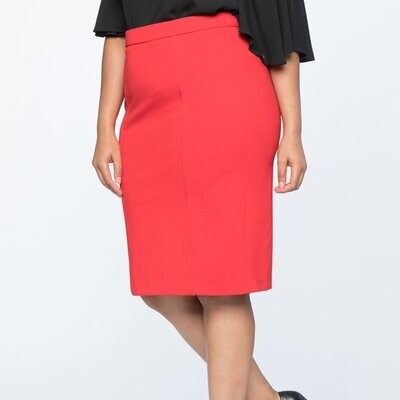 Eloquii 9 to 5 Stretch Work Skirt RED