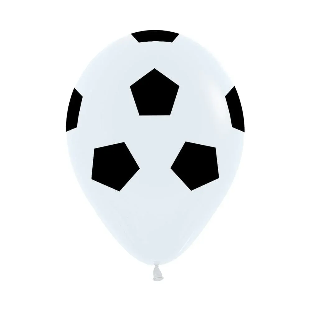 White Soccer Latex Balloon, Helium Filled: Yes