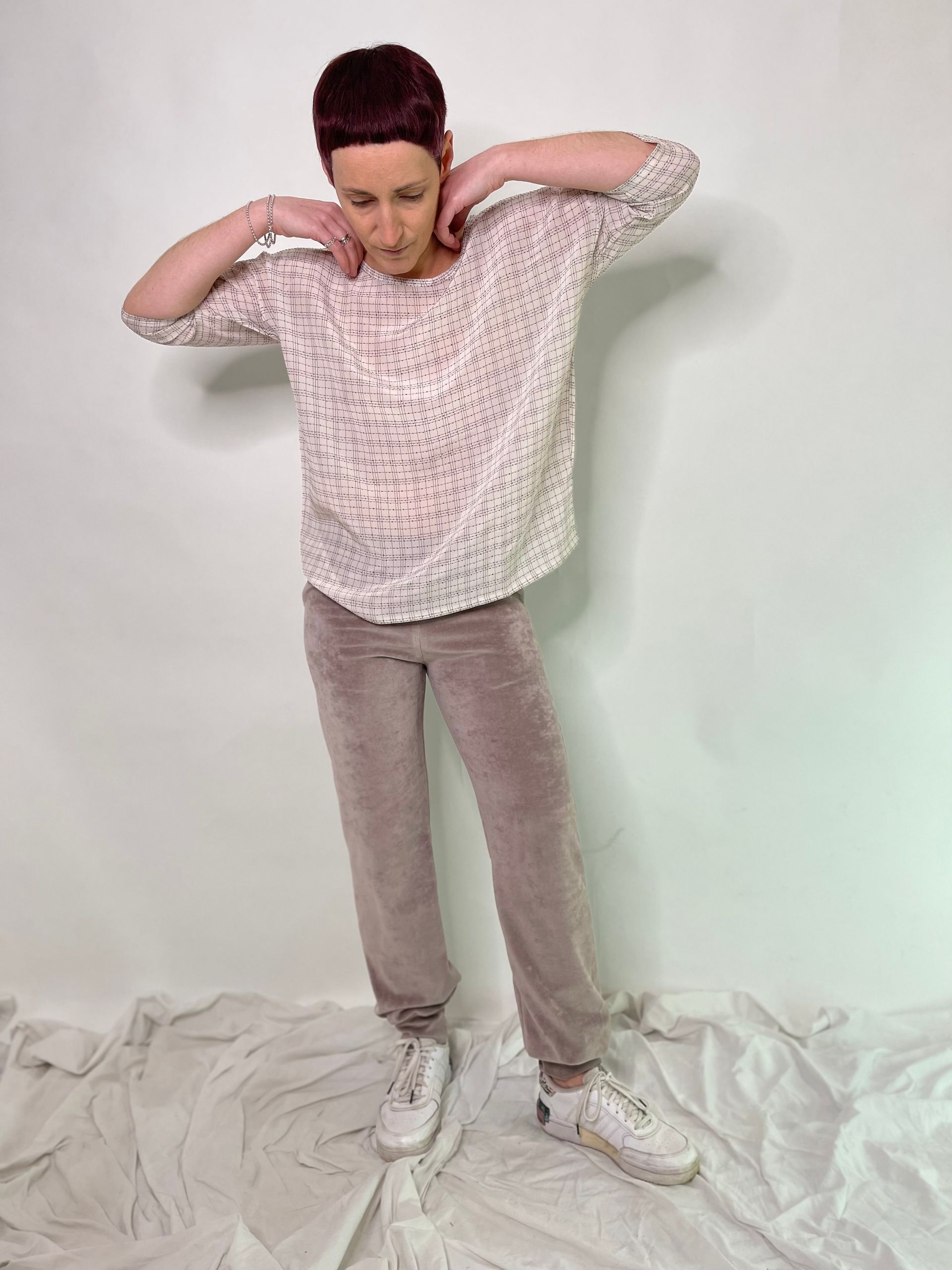 Seidenshirt WEIß Karo