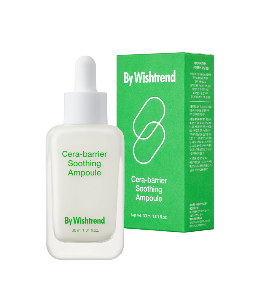 BY WISHTREND CERA-BARRIER SOOTHING AMPOULE
Сироватка з керамідами та центелою, 30мл