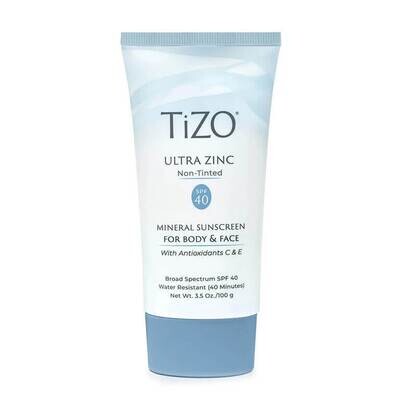 TiZO Мінеральний сонцезахисний крем для обличчя та тіла без відтінку Ultra Zinc Body &amp; Face Non-Tinted SPF 40