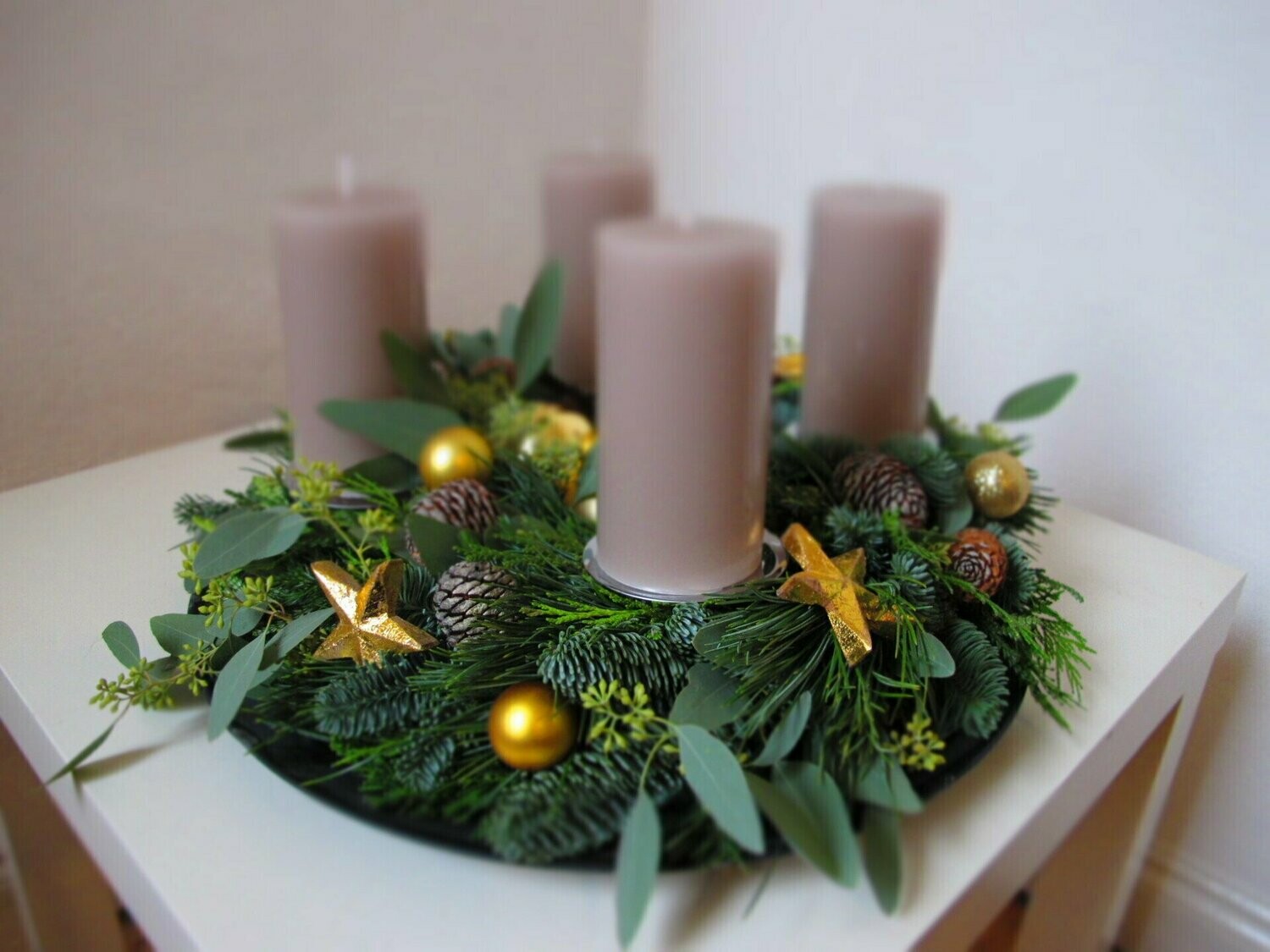 DIY Workshop Adventskranz auf Strohring im Atelier