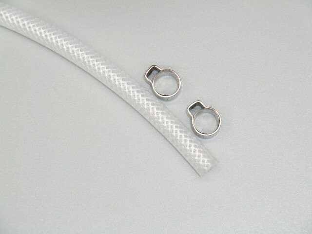 Silikon Gewebeschlauch Schlauch Innen ID 4,2 x 2 mm 8,2 mm Außen + Schellen / Klemme Oetiker Lebensmitteilecht weich