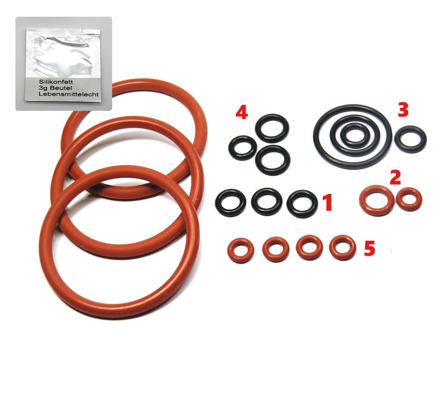 Delonghi AEG Dichtung SET Fett 3g Dichtungssatz O-Ring Kolben ohne Thermoblock ECAM ETAM