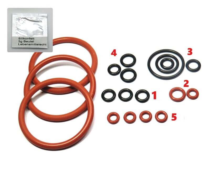 Delonghi AEG Dichtung SET Fett 3g Dichtungssatz O-Ring Kolben ohne Thermoblock ECAM ETAM