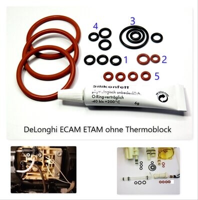 Delonghi AEG Dichtung SET Fett Dichtungssatz O-Ring Kolben ohne Thermoblock ECAM ETAM