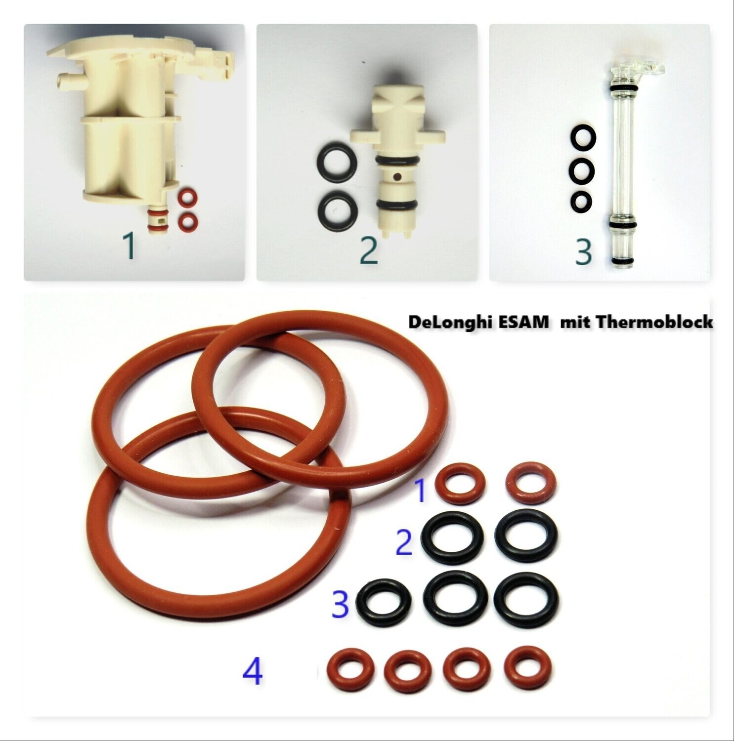 Delonghi ESAM AEG Dichtung SET Dichtungssatz O-Ring Brühkolben Brühgruppe .Kolben mit Thermoblock Delonghi ESAM AEG Dichtung SET Dichtungssatz O-Ring Brühkolben Brühgruppe .Kolben mit Thermoblock