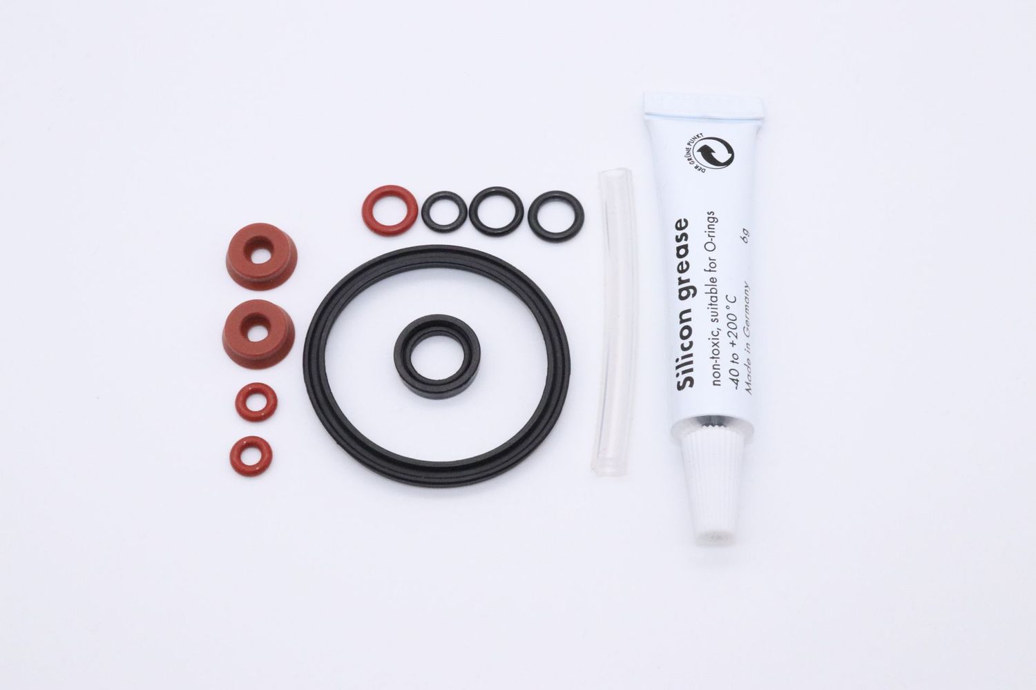 Nutring Lippendichtung Dichtungssatz + Schlauch +6g Fett Dichtung O-Ring für Drainageventil Miele Bosch Siemens Nivona Melitta Krups XP900