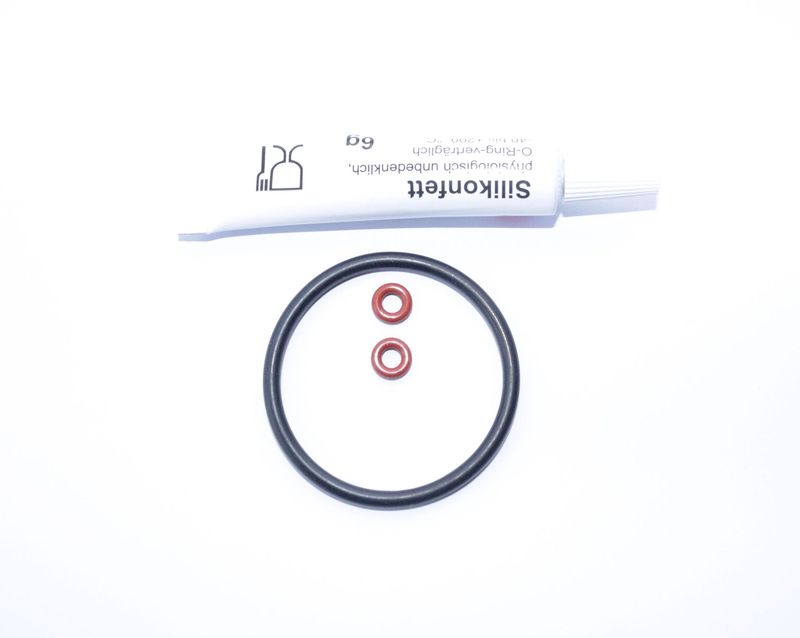 Dichtungssatz +Fett 6g Tube für Kapselmaschine  Nespresso Delonghi Krups Pixie Inissia Essenza (Schwarz)