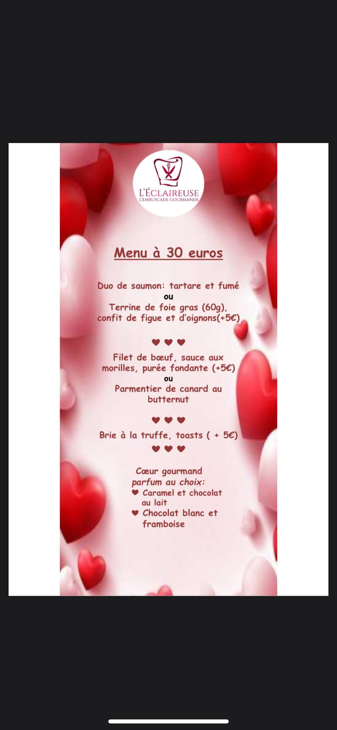 Menu Saint Valentin