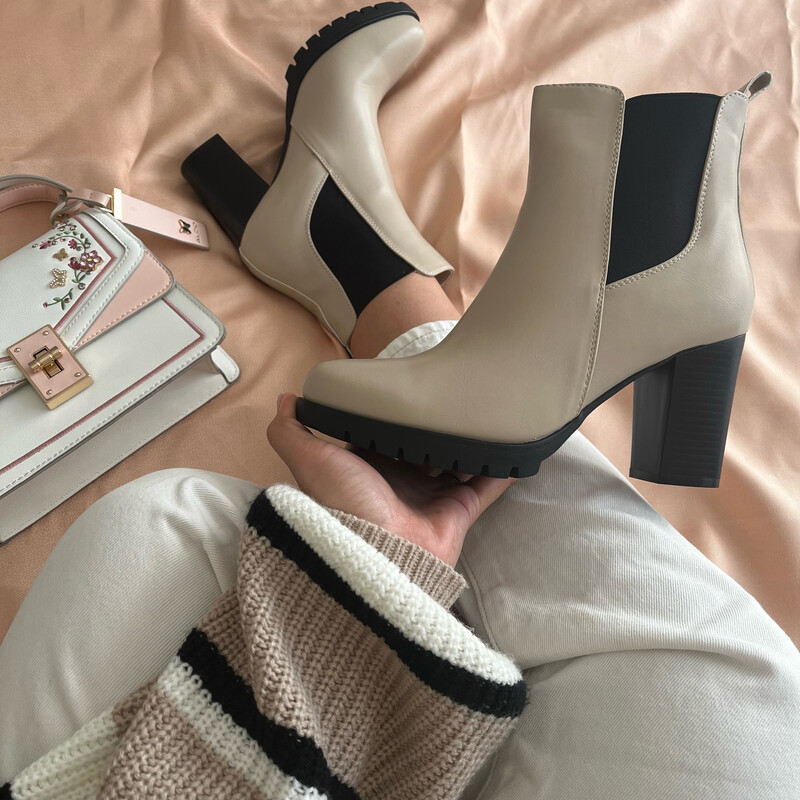 Nude Ankle Heel Boot
