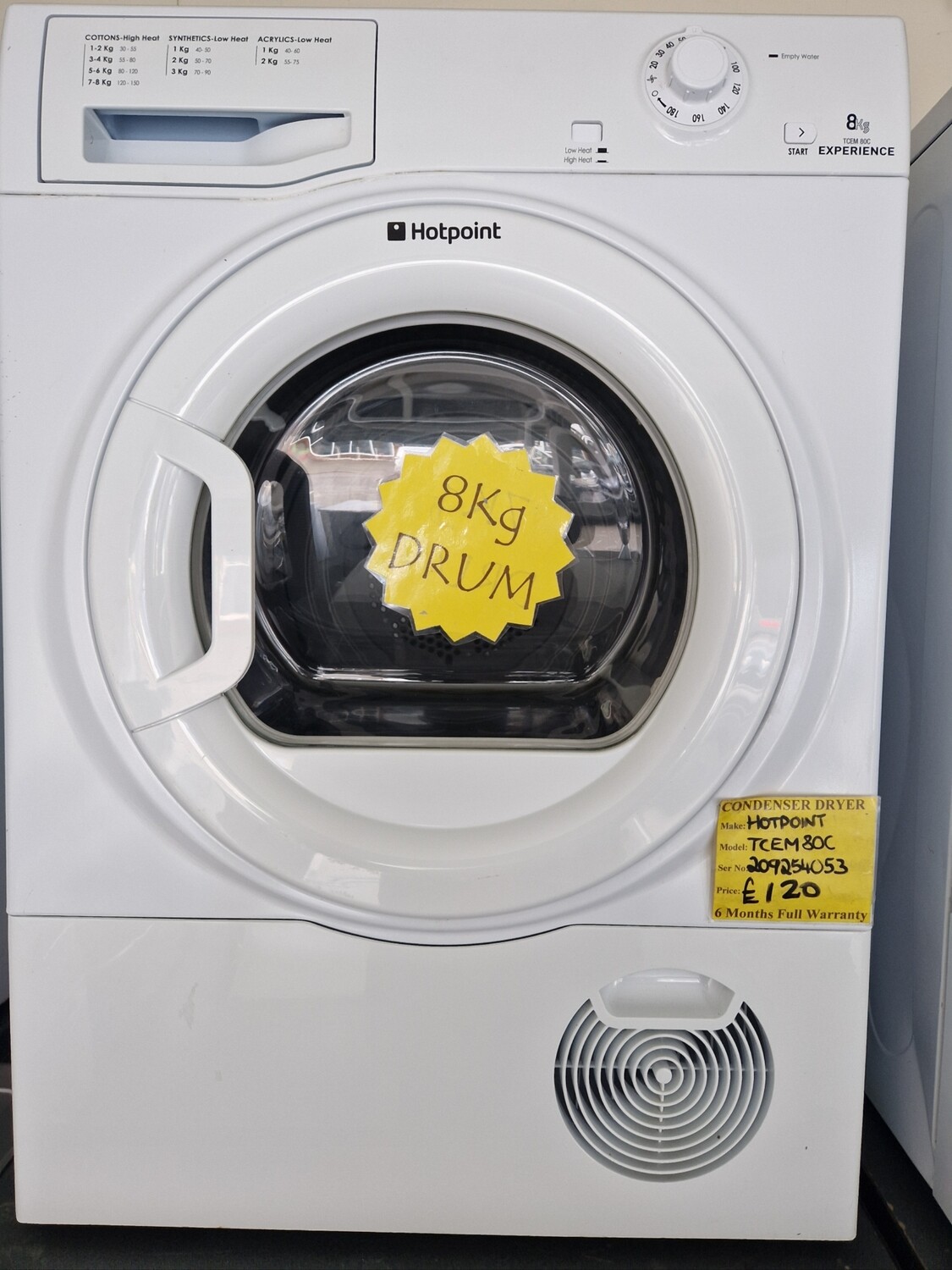 HOTPOINT 8Kg  CONDENSER TUMBLE DRYER  MODEL TCEM80C HOTPOINT 8Kg  CONDENSER TUMBLE DRYER  MODEL TCEM80C