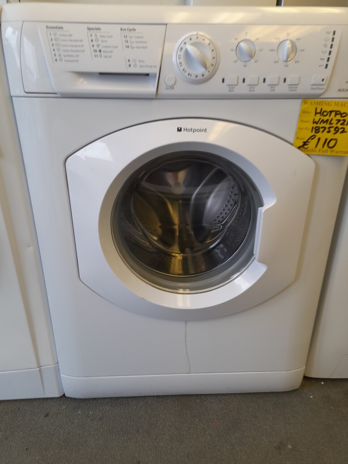 HOTPOINT AQUARIUS WASHING MACHINE 7Kg  1200 SPIN WML721P