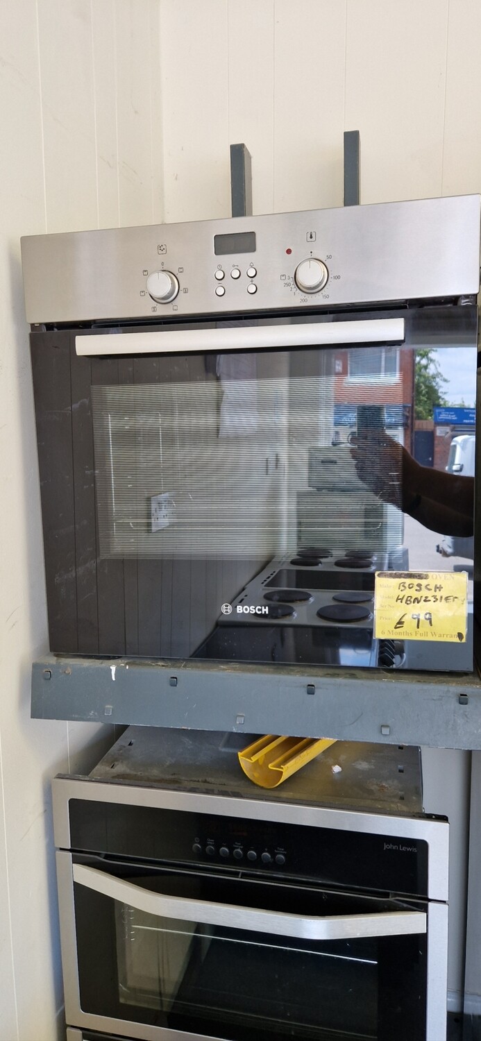 BOSCH BRUSHED STEEL,  SINGLE CAVITY FAN ASSISTED OVEN MODEL HBN231E0B