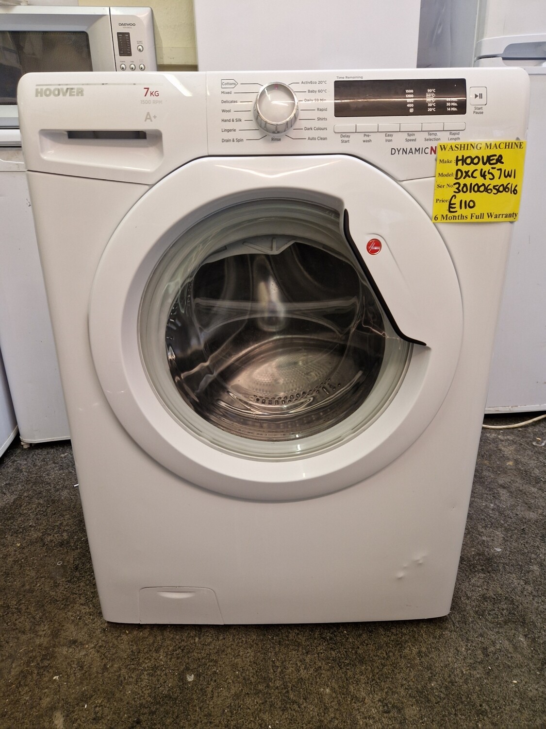 HOOVER DYNAMIC NEXT 7Kg A+ 1500 SPIN SPEED MODEL DXC457W1