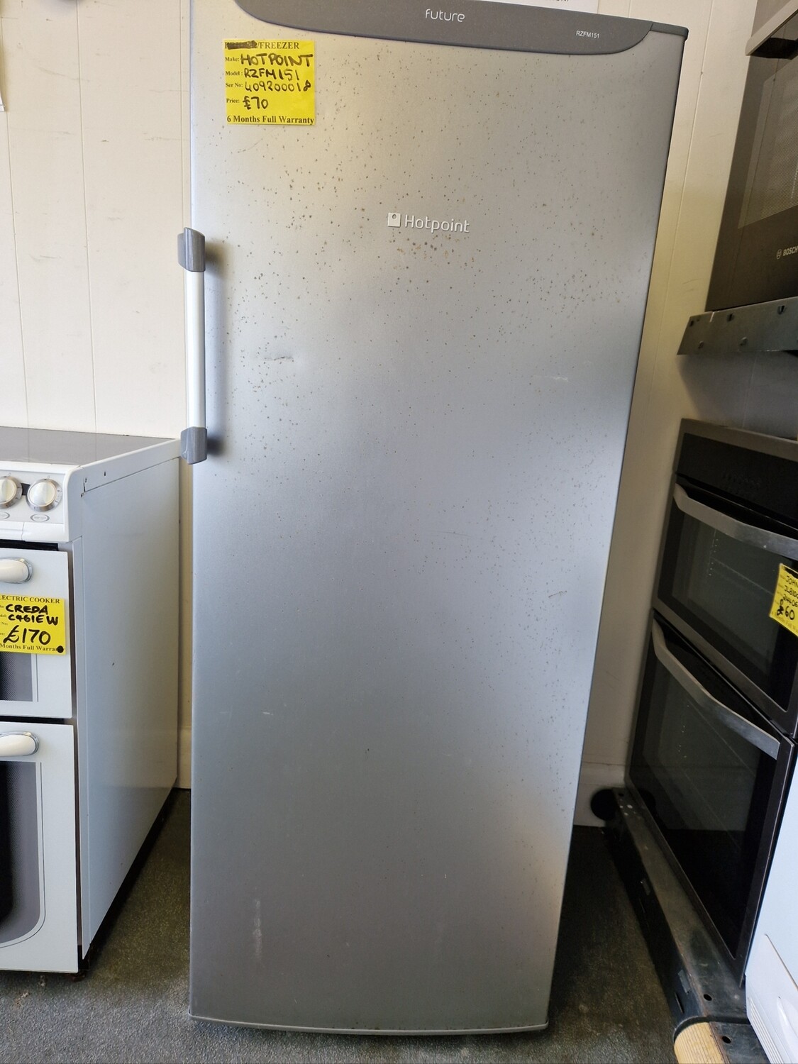 HOTPOINT FROSTFREE A CLASS RATED TALL FREEZER 150 CM TALL 60CM WIDE MODEL RZFM151