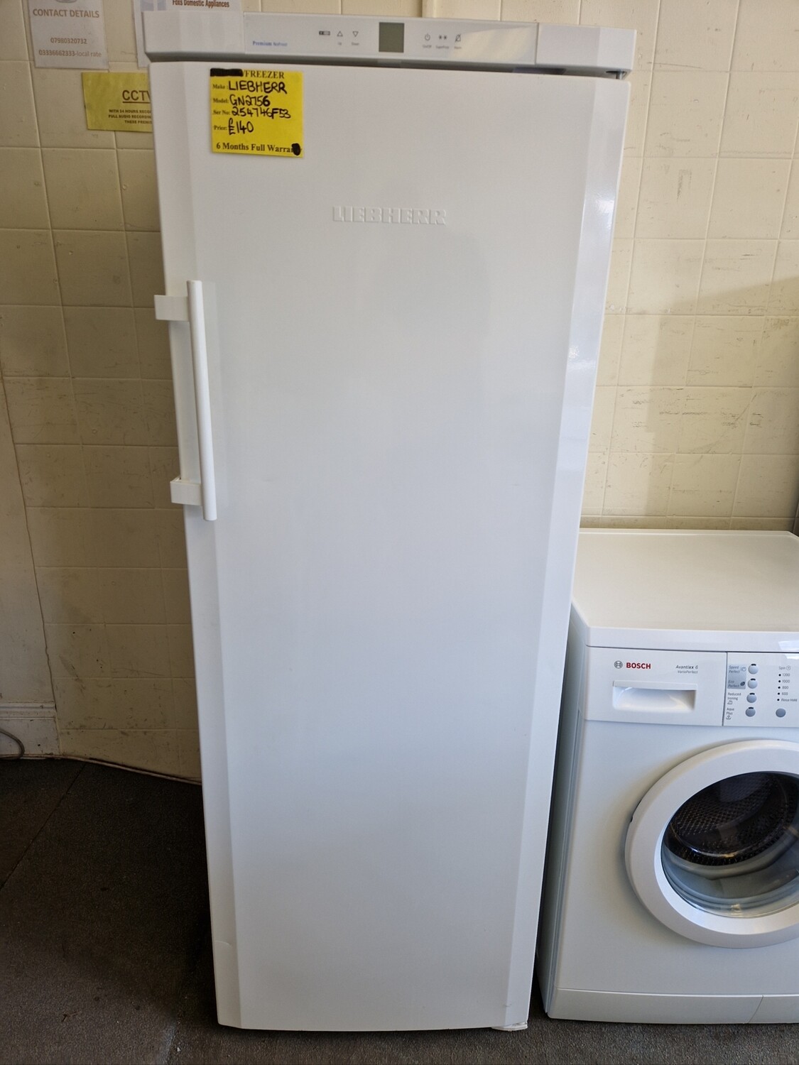 LIEBHEER FROSTFREE A CLASS RATED TALL FREEZER 164 CM TALL 60CM WIDE GN2756