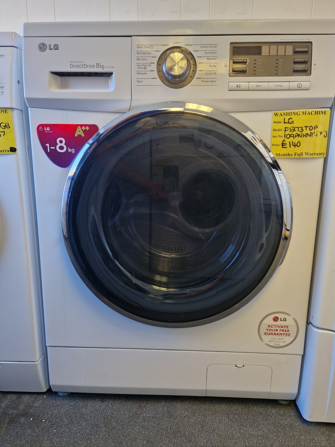 LG DIRECT DRIVE  7Kg WASHING MACHINE MODEL F12B8QDA