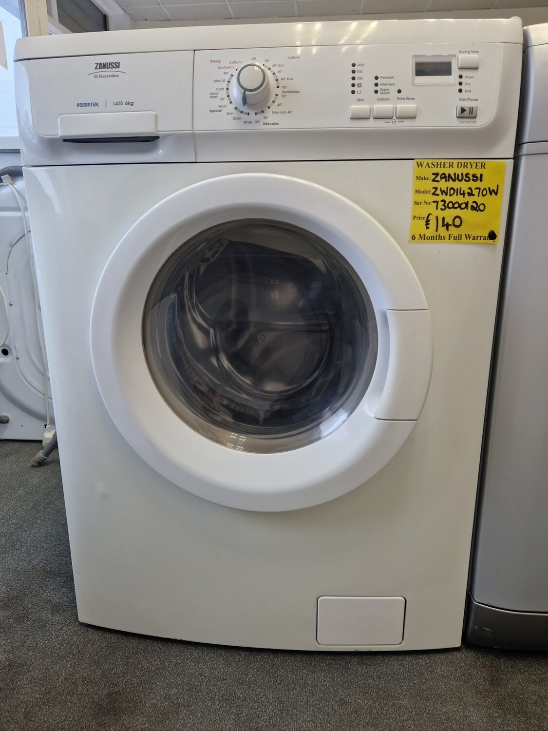 ZANUSSI 6Kg WASHER DRYER 1400 SPIN MODEL ZWD14270w
