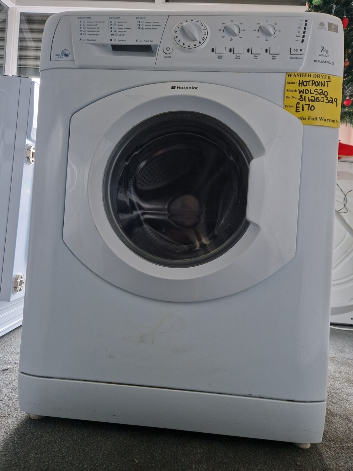 HOTPOINT WASHER DRYER 
 SENSOR DRYER 7Kg WDL520P