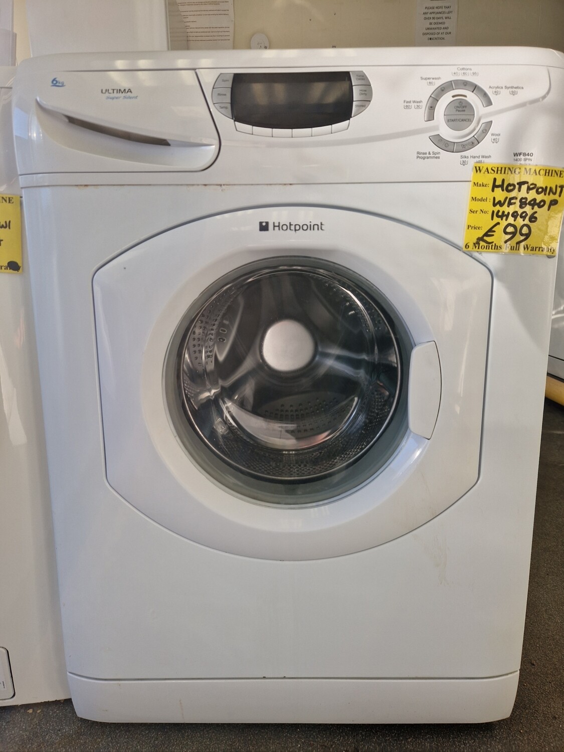 HOTPOINT WASHING MACHINE ULTIMA  6Kg MODEL WF840