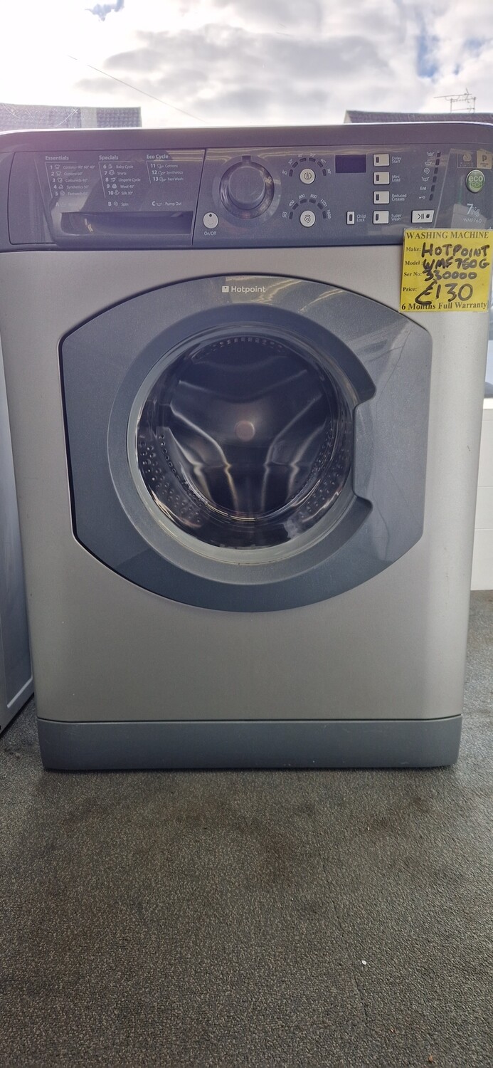 HOTPOINT AQUARIUS GRAPHITE GREY SILVER 7KG 1600 SPIN SPEED WASHING MACHINE WMF760