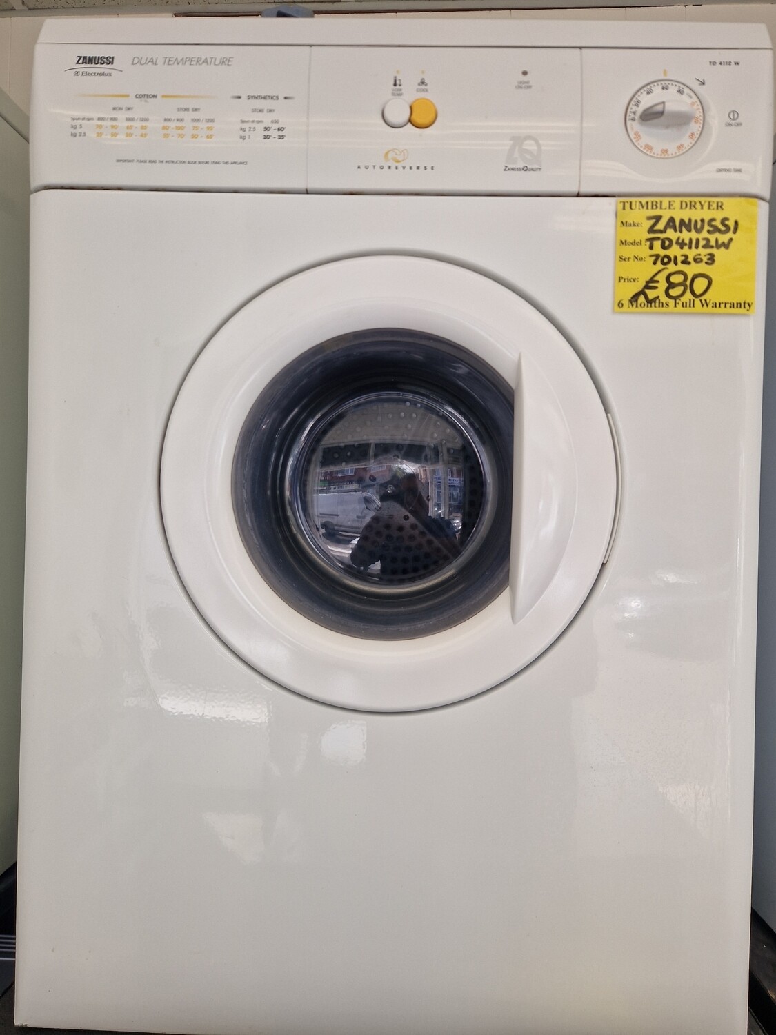 ZANUSSI VENTED TUMBLE DRYER 5Kg MODEL TD4112