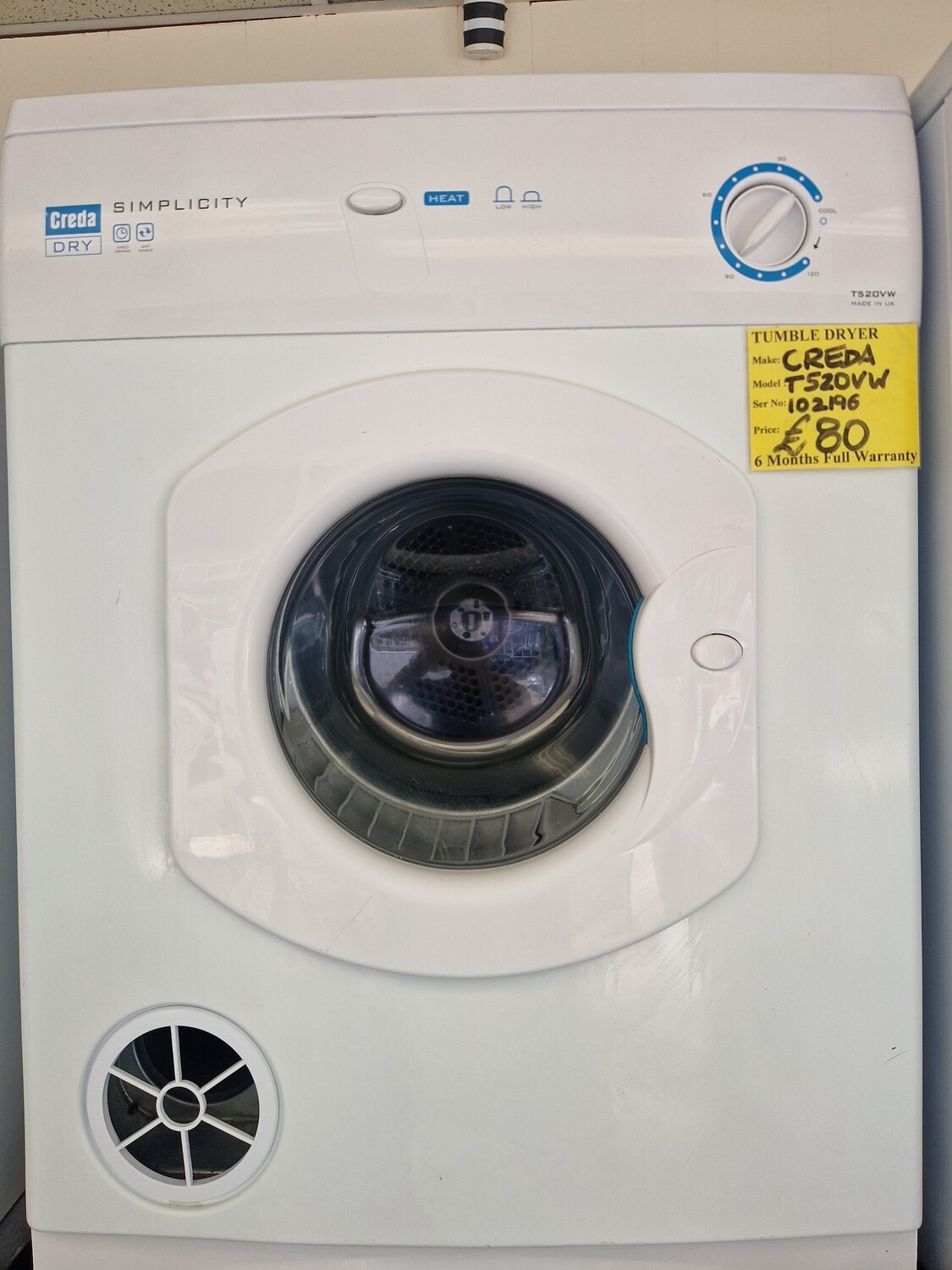 CREDA /HOTPOINT  VENTED TUMBLE DRYER MODEL T520VW