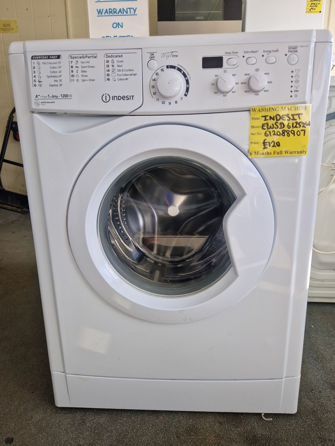 INDESIT 6KG A++ RATED WASHING MACHINE 1200 SPIN SPEED EWSD61252