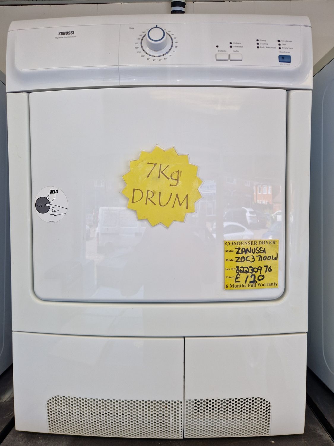 ZANUSSI CONDENSER TUMBLE DRYER 7Kg  ZDC37100W
