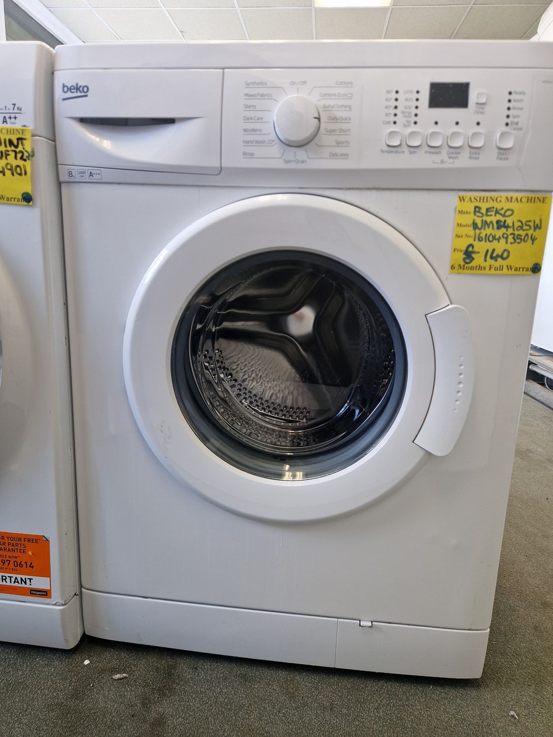 BEKO WASHING MACHINE 8Kg 1200 SPIN A+++ RATED  WM84125W&nbsp;