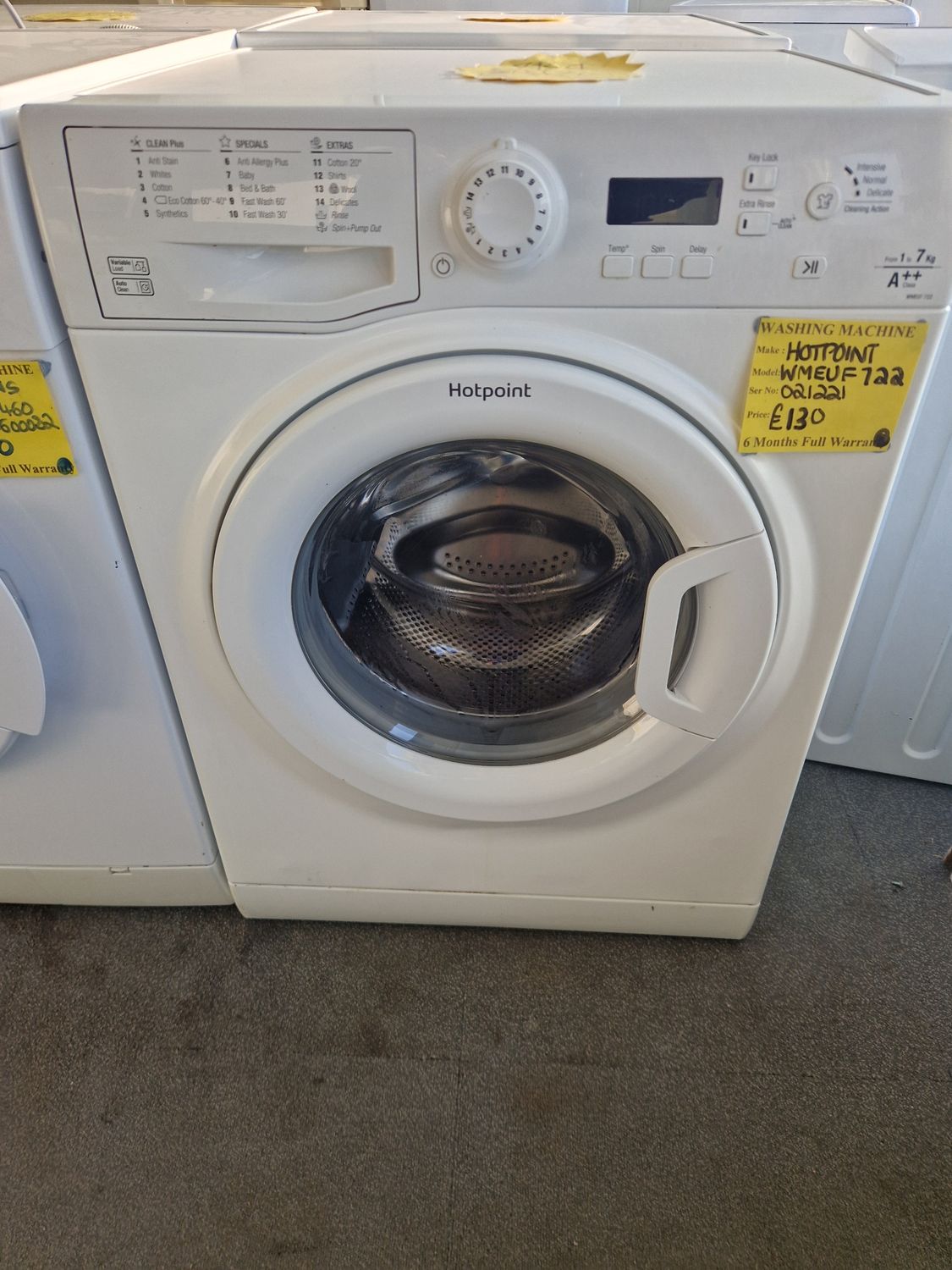 HOTPOINT 7KG A++ EXPERIENCE 1200 SPIN SPEED MODEL WMEUF722 DIGITAL DISPLAY WASHING MACHINE