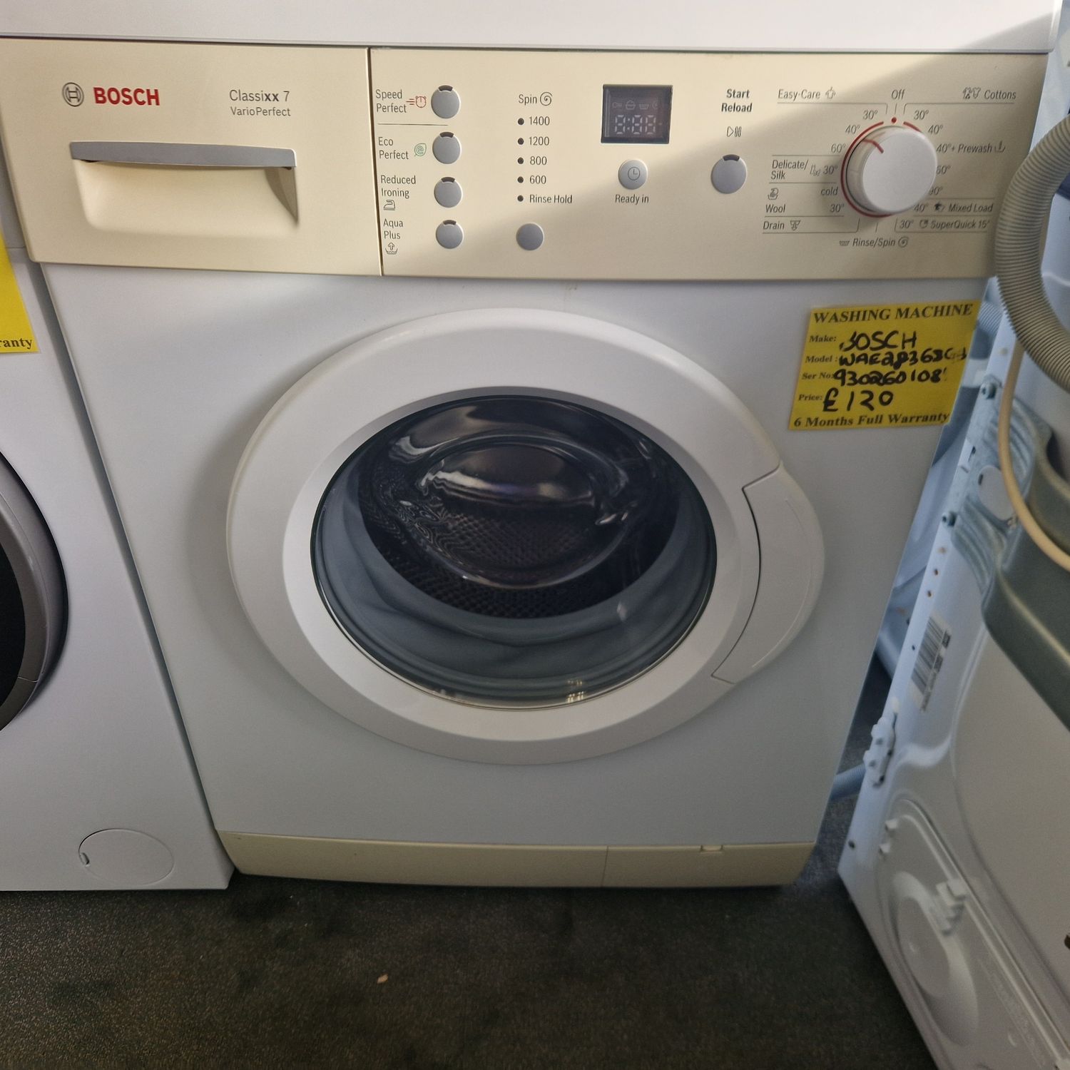 BOSCH 7Kg WASHING MACHINE EXXCEL EXPRESS  1400 SPIN SPEED WAE2836