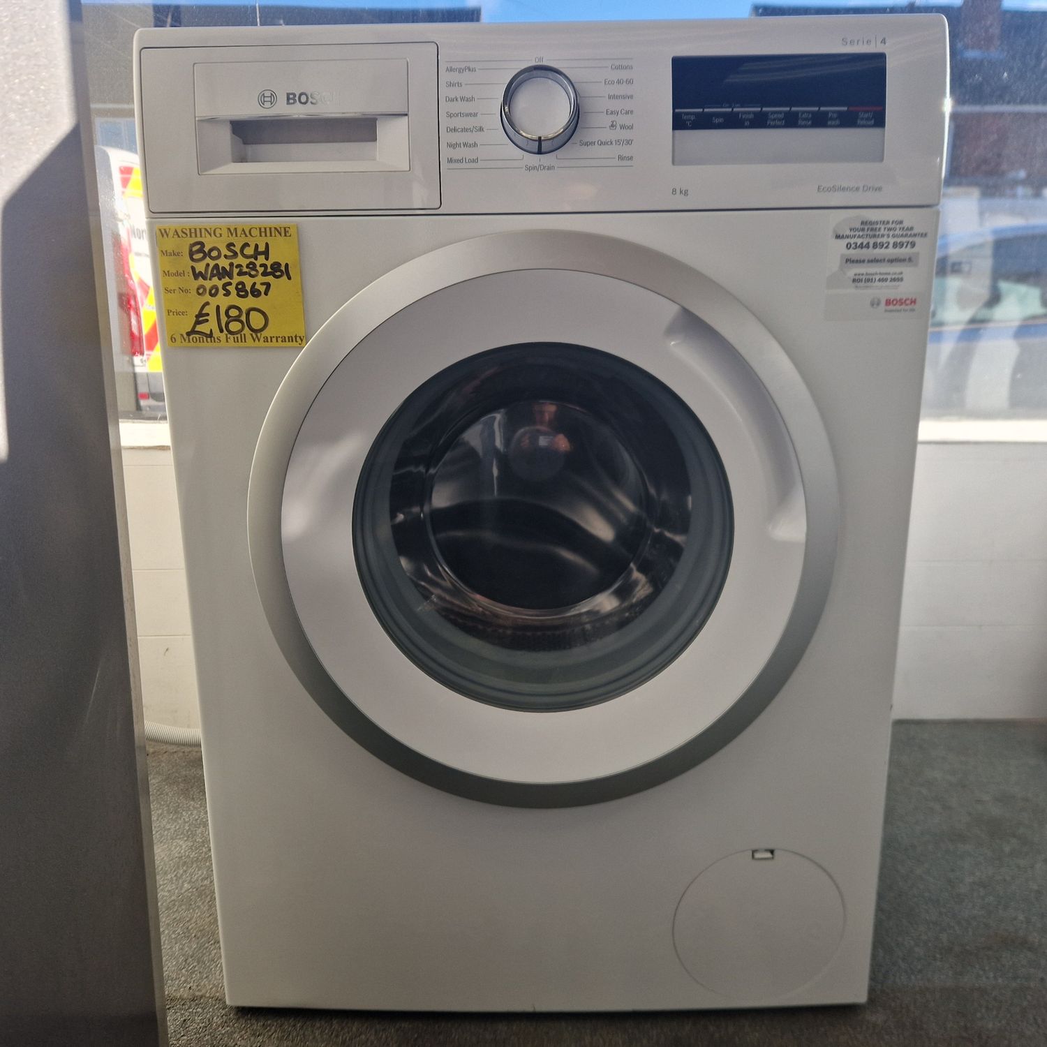 BOSCH TOP OF THE RANGE VARIO PERFECT 8Kg  MODEL WAN28281