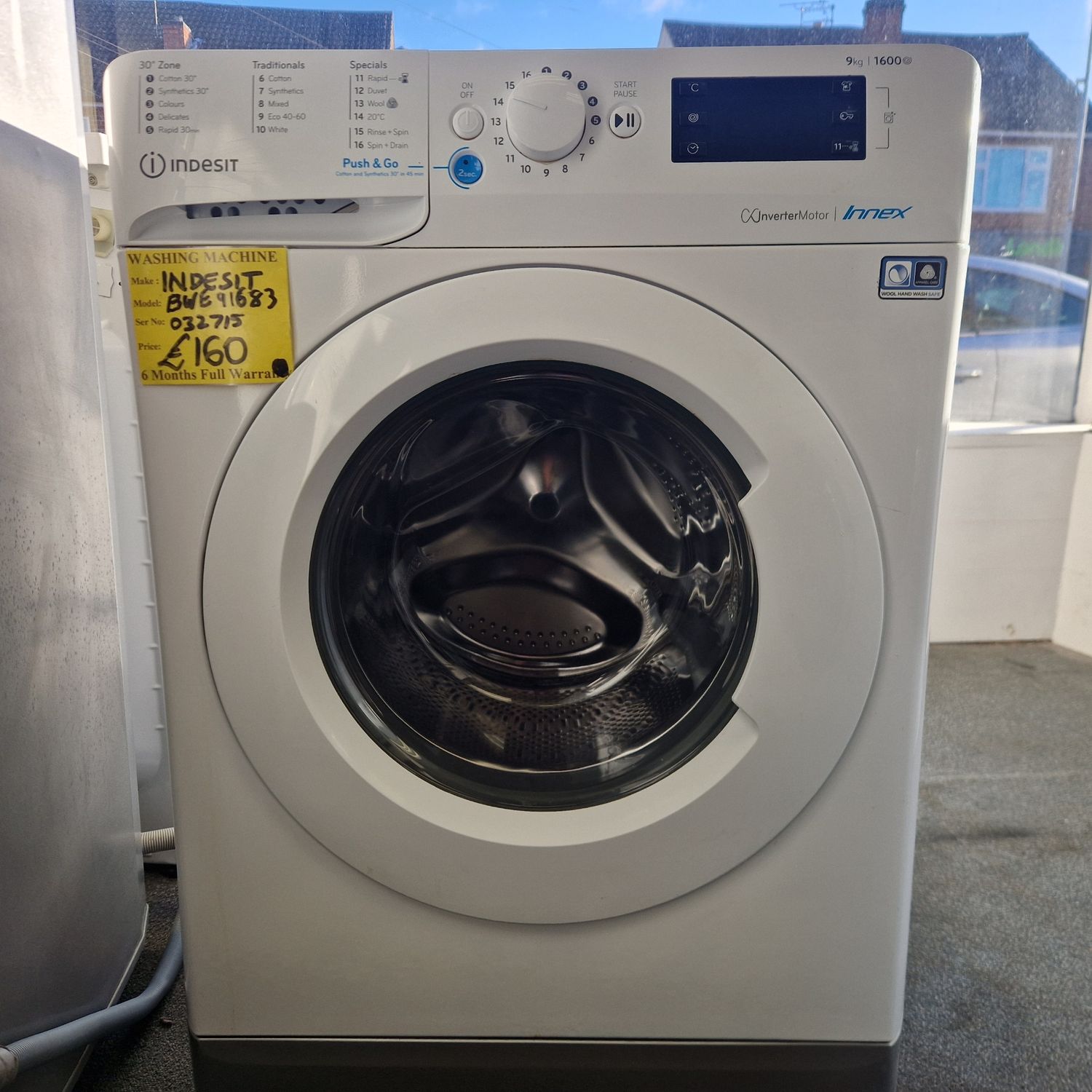 INDESIT 9KG A+++ RATED 1600 SPIN SPEED MODEL BWE91683