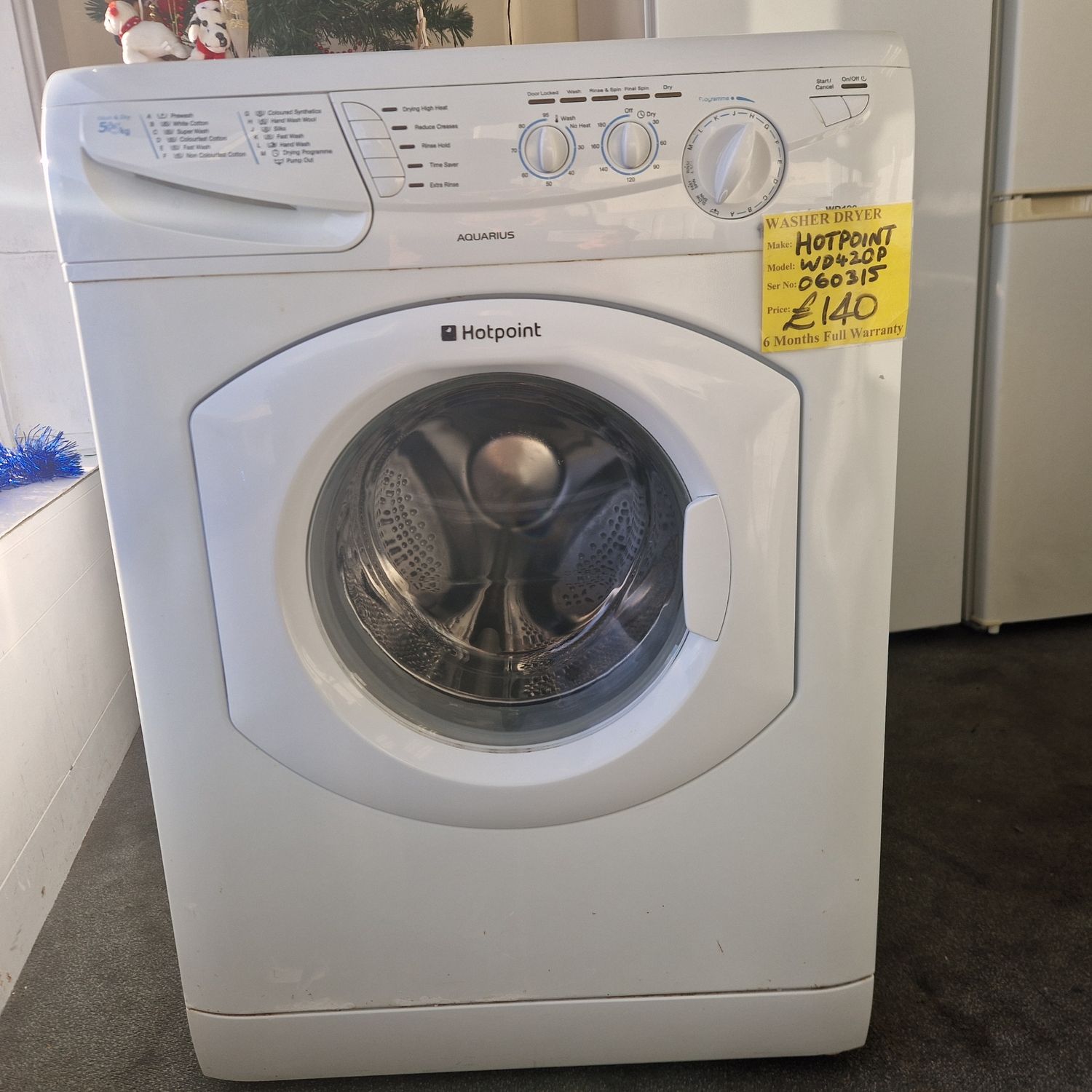 HOTPOINT WASHER DRYER  SENSOR DRYER 5+5Kg WD420 6 MONTHS WARRANTY
