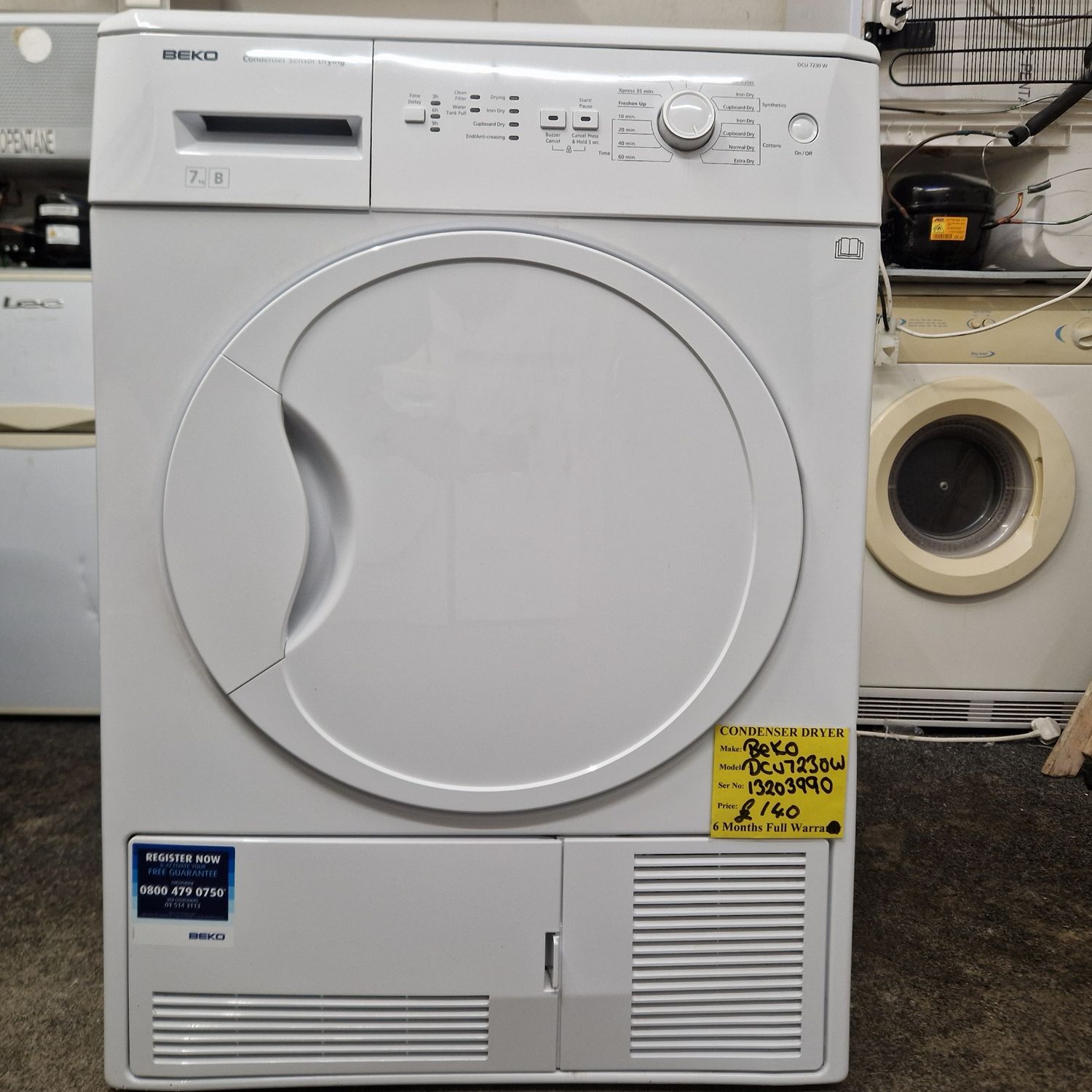 BEKO SENSOR CONDENSER TUMBLE DRYER 7Kg MODEL DCU7230W